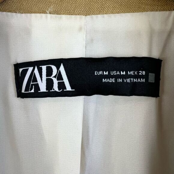 ZARA Double Breasted Tailored Blazer Coat Linen Women Medium Classic Minimalist - Picture 9 of 15